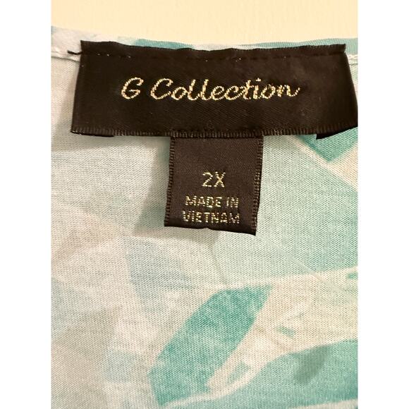 G Collection 2x Green Flowy Embellished Blouse Top Shirt Plus Flattering - Picture 2 of 6